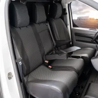 Z4L Sitzbezüge passend für Toyota Proace Verso II ab 2016 - 3 Sitzer - Polyester mit Kunstleder Schwarz , VIVA - Passgenau für Version mit Tisch Vorne auf dem Beifahrersitz