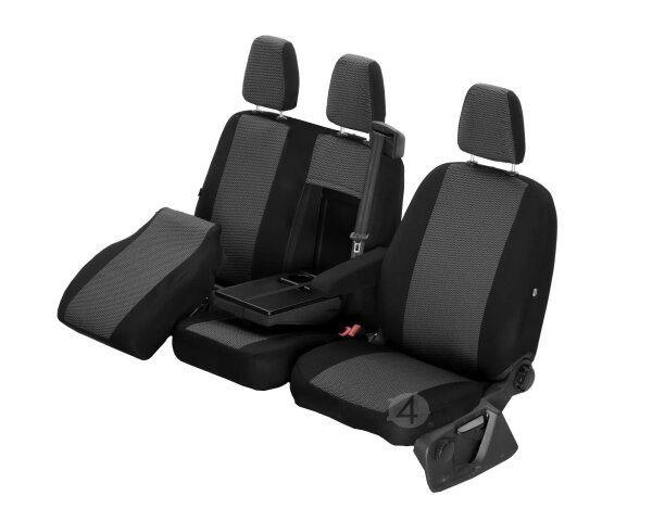 Z4L Sitzbezüge passend für Peugeot Expert ab 2016 - 3 Sitzer - Polyester Grau , HERO - Passgenau für Version mit Tisch Vorne auf dem Beifahrersitz
