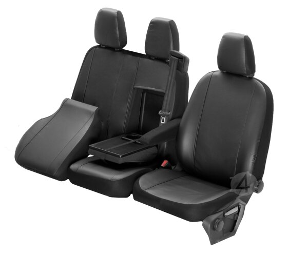 Z4L Sitzbezüge passend für Opel Vivaro C ab 2019 - 3 Sitzer - Kunstleder Schwarz , VIP - Passgenau für Version mit Tisch Vorne auf dem Beifahrersitz