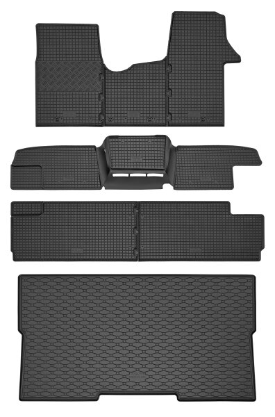 Gummifußmatten und Kofferraumwanne passend für Nissan NV300 ab 2014/Primastar ab 2021 / 8/9 Sitze L1