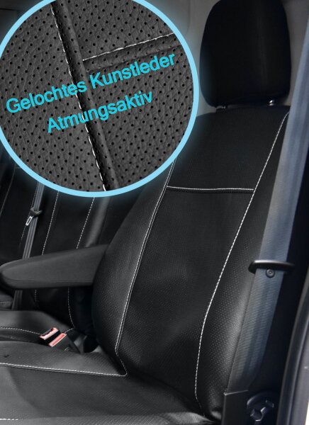 Passgenaue Autositzbezüge für Opel Vivaro ab 2014 bis 2019 – atmungsaktives Kunstleder