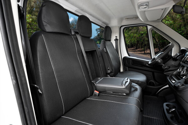 Passgenaue Autositzbezüge für Fiat Ducato ab 2006 / Facelift ab 2014 und ab 2022 – atmungsaktives Kunstleder