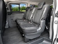Passgenaue Autositzbezüge für Ford Transit Custom II ab 2024 – Zweite Sitzreihe 1+1+1 – KING Veloursimitat mit Kunstlederseiten – Velourimitat mit Kunstleder