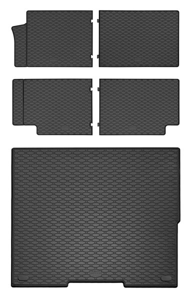Gummifußmatten und Kofferraumwanne für Ford Transit Custom ab 2024 | 2. REIHE + 3. REIHE + MATTE L2