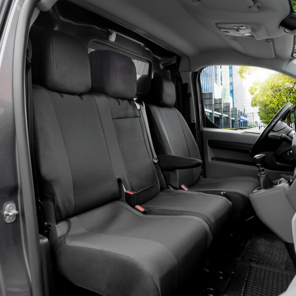 Z4L Sitzbezüge passend für Peugeot Expert ab 2016 - 3 Sitzer Passgenau für Version mit Tisch Vorne auf dem Beifahrersitz