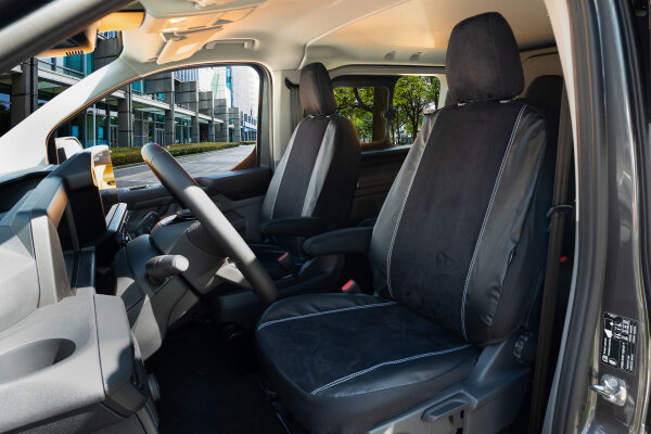 Passgenaue Autositzbezüge für FORD Transit Custom Doppelkabine LKW ab 2024 – Velourimitat mit Kunstleder