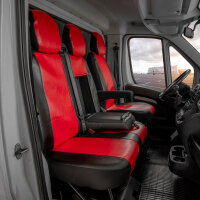 Passgenaue Autositzbezüge für Opel Movano C ab 2022 – Kunstleder MA RED – roter Mittelteil